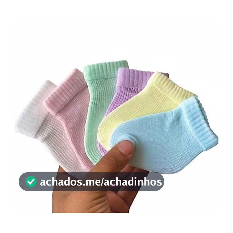 Kit 12 Meias Bebê RN Recem Nascido Essencial p/ Enxoval e Saída Maternidade 0-6 meses