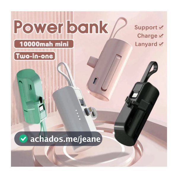 Mini Power Bank Portátil Carregador 2 em 1 de Bolso USB-C Compacto