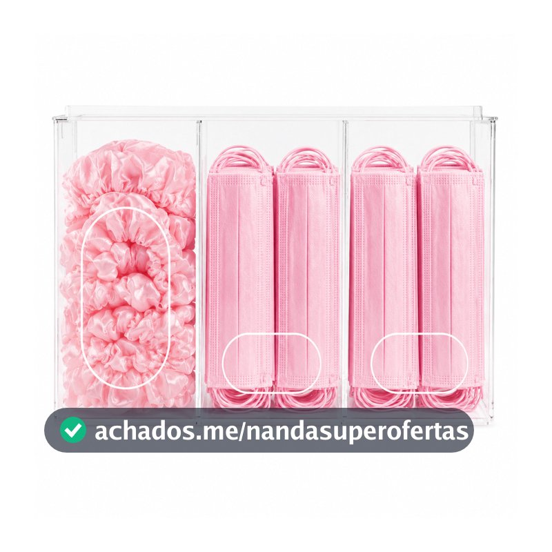 Organizador Touca Máscaras de Acrílico Triplo Porta Parede Banheiro, Clínica, Salão e Consultório