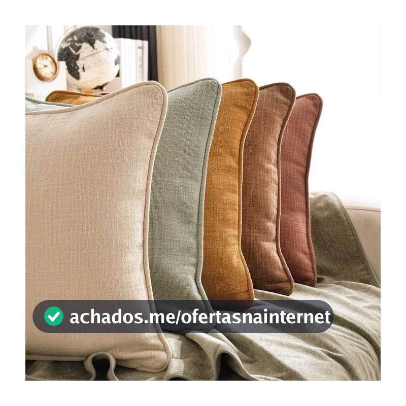 Almofada Decorativa 45x45 ou 50x50 Linho ou Veludo C Vivo Enchimento Sofá Cama
