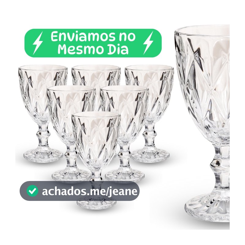 Jogo de Taça Diamante Copo Vidro Transparente Taças Abacaxi Gourmet Bico De Jaca 330ml