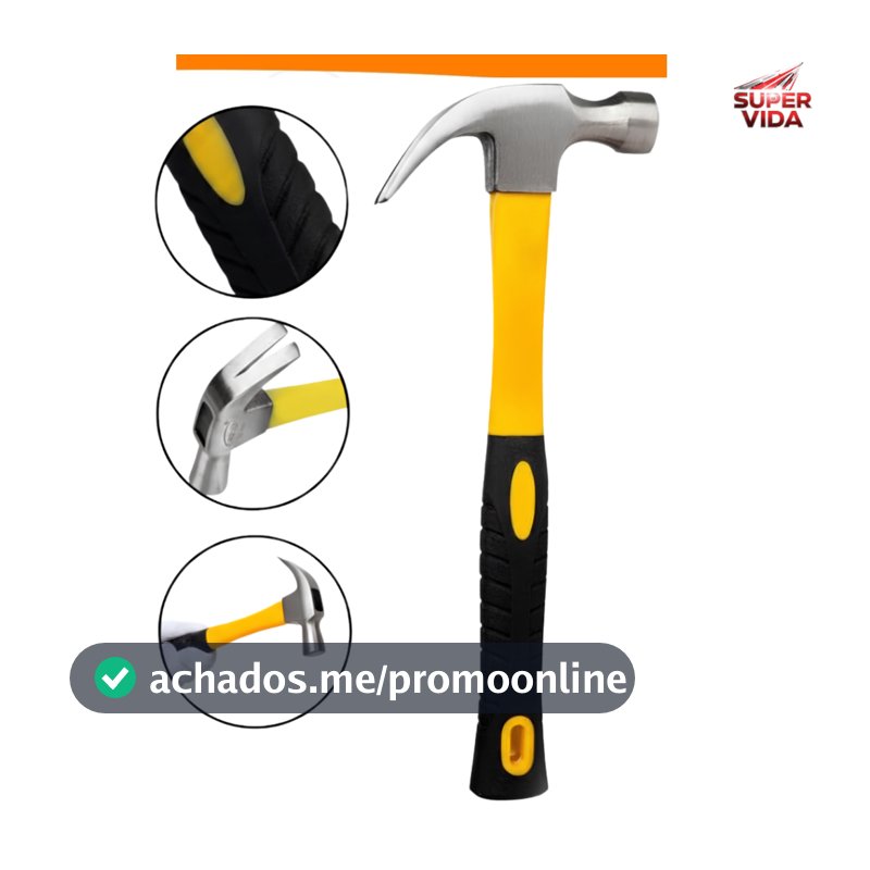 Martelo Unha Reta 23/27MM Aço Função dupla: martelar pregos e extraí-los com a ponta de unha reta