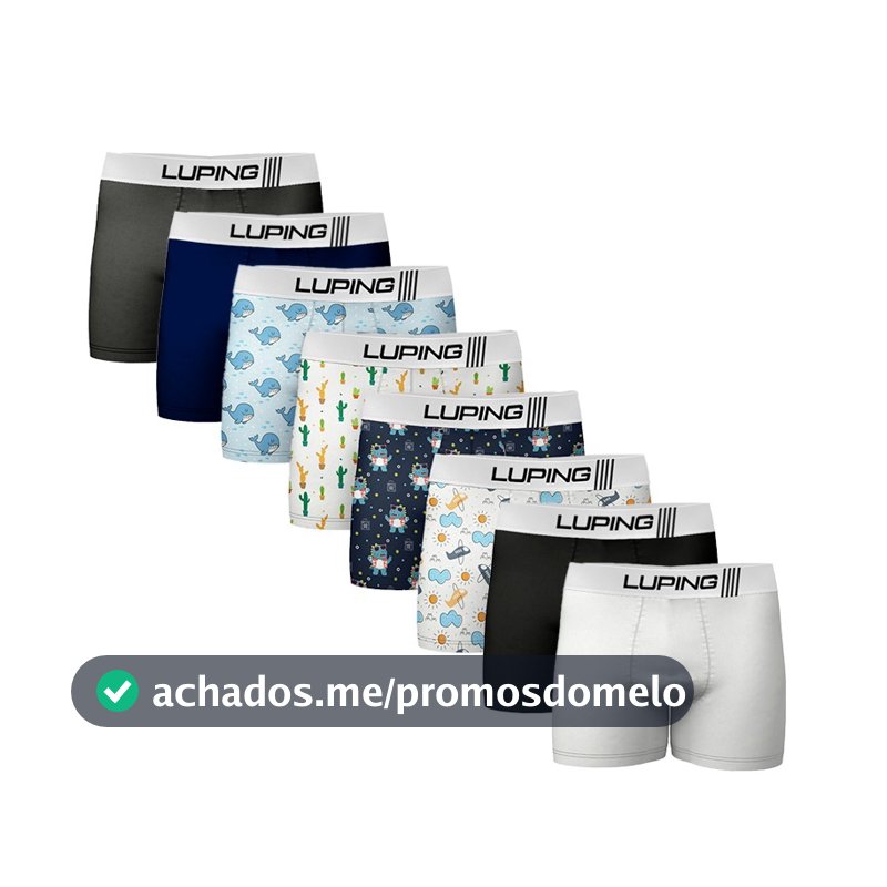 Kit 10, 5 Cuecas Microfibra Infantil Boxer Shortinho Forro 100% Algodão Lisas E Com Desenhos