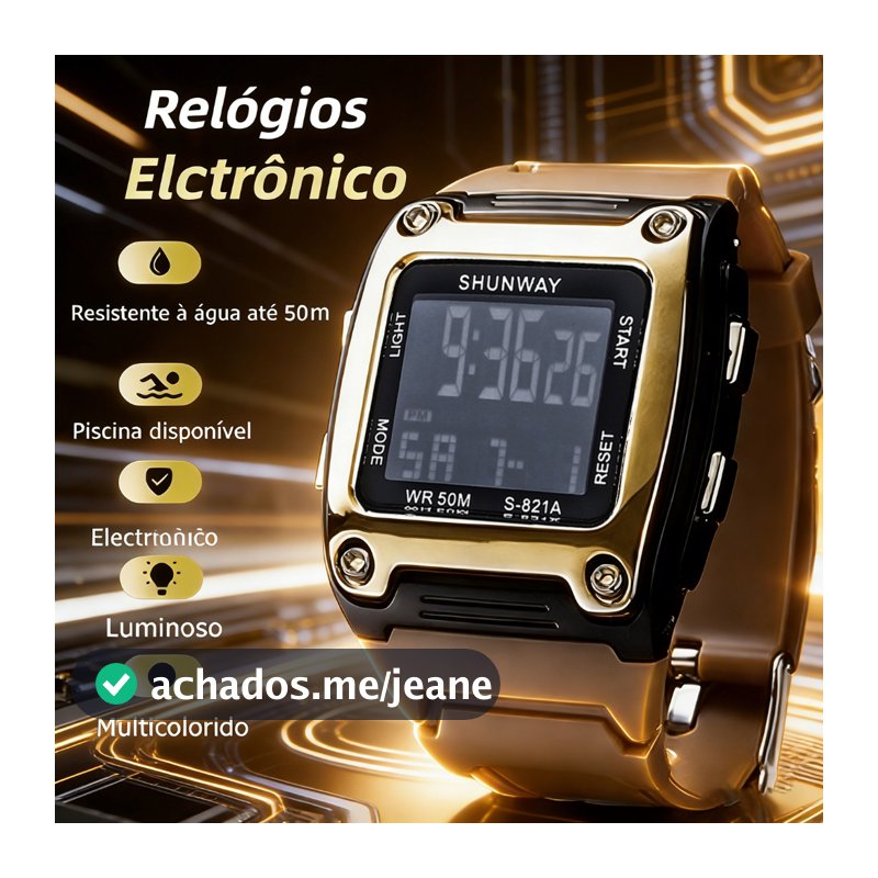 Relógio De Pulso Digital à Pprova De água Para Homem Cronógrafo LED Pulseira Desportiva Casual Em Silicone
