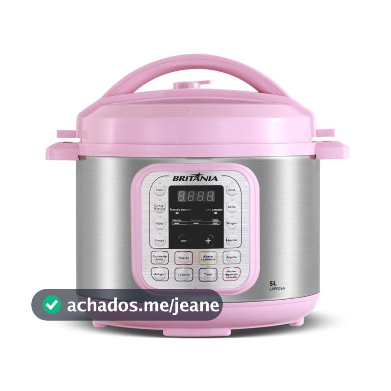 Panela de Pressão Rosa Britânia 5L Digital 11 Funções BPPE05
