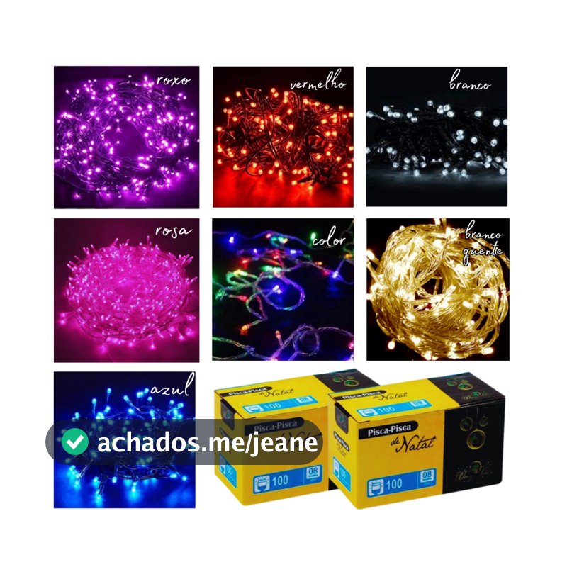 Pisca Pisca 100 Leds 9 Metros 8 Funções Natal Colorido Diversas Cores