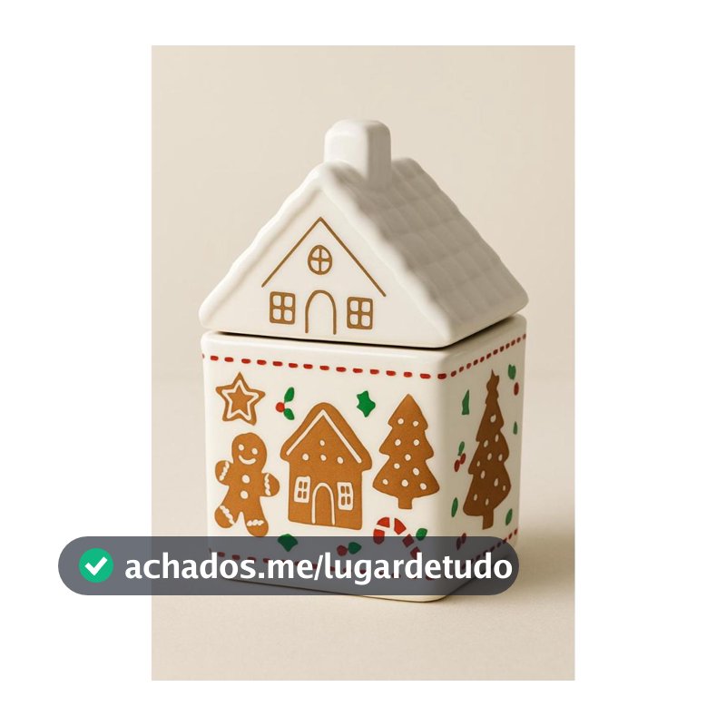 POTE CASINHA DE PORCELANA NATALINA GINGER BREAD DECOR NATAL MESA POSTA