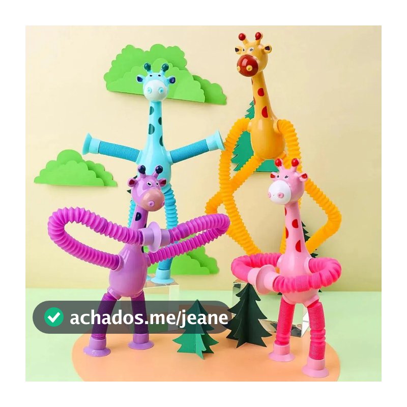 Kit 10 Girafas Flexível com Ventosas nas Patas Sensorial Art
