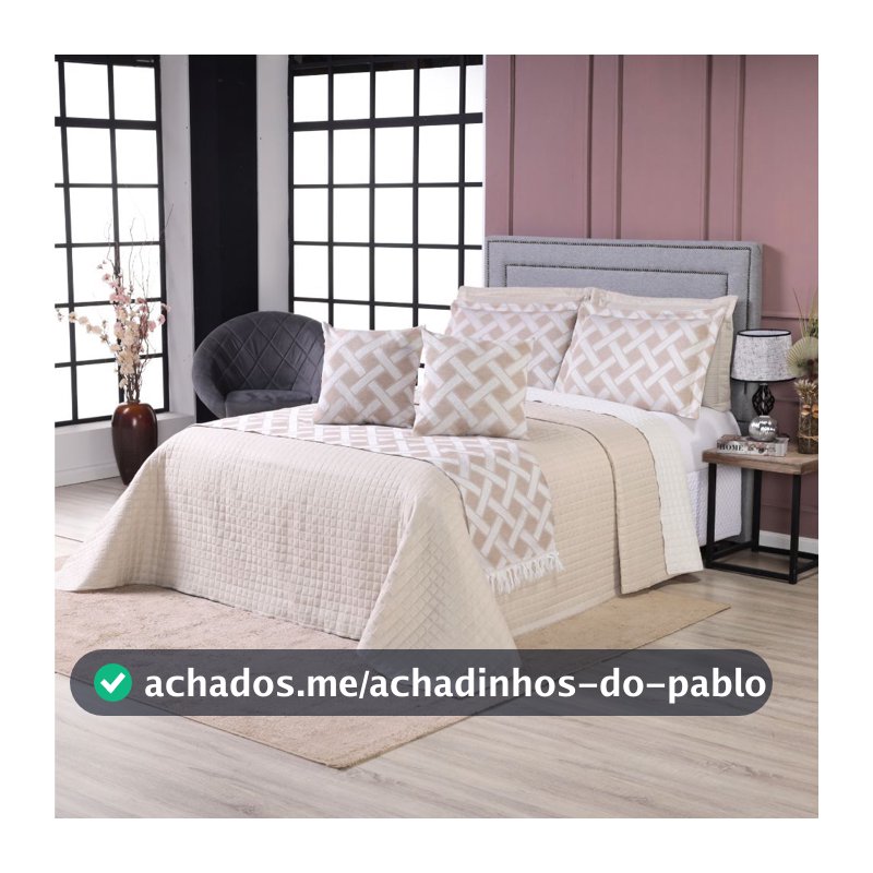Kit Cobre Leito Casal Queen 6 Peças Thaeme Franja Sem Enchimentos 2,60mx2,50m