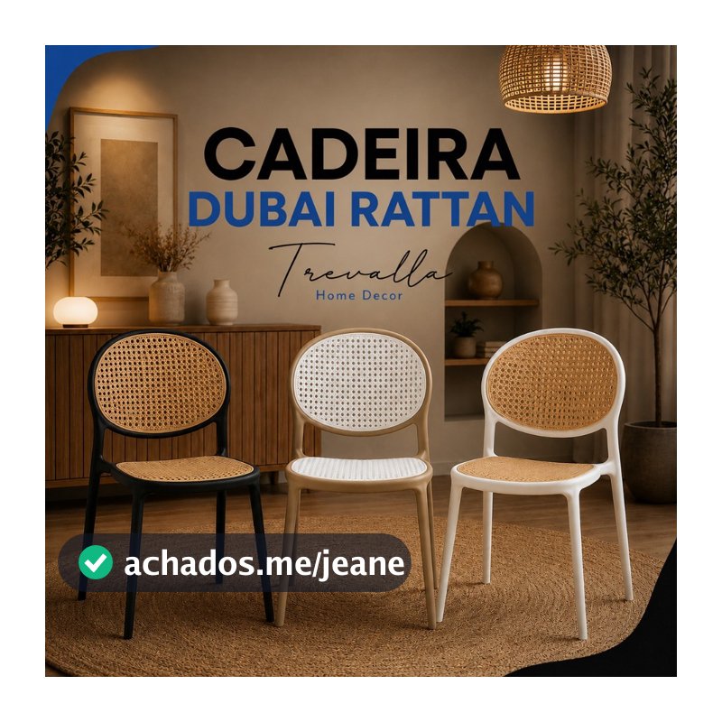 Kit 06 Cadeira Dubai Rattan Design Moderno em Polipropileno Resistente para Área Interna e Externa