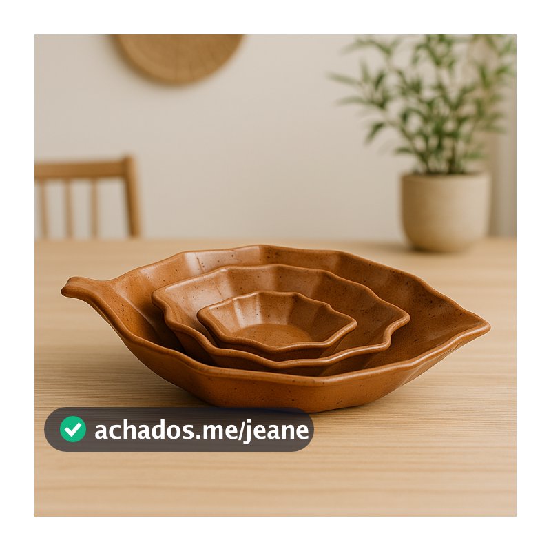 Kit Travessa Folha Romana Pequena Média Grande Cerâmica Louça Petiscos  Decoração Mesa Posta Festas Gourmet Restaurante