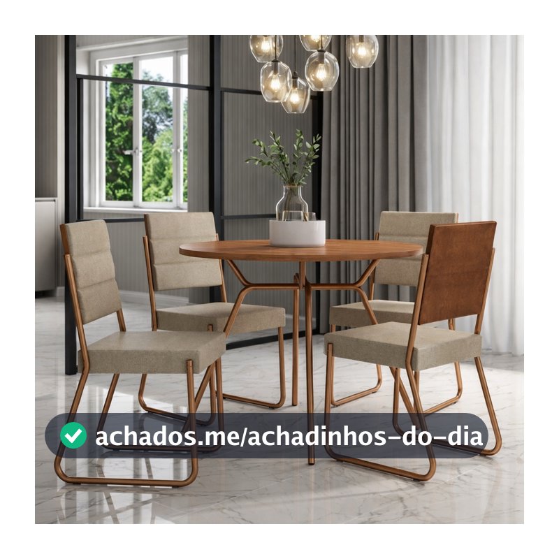 Conjunto Sala de Jantar 4 Cadeiras San Francisco Carraro Rosê