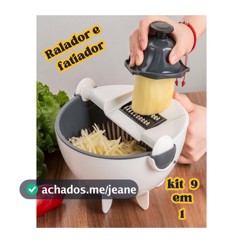 Ralador Escorredor Multifunções Cortador De Vegetais De Cozinha 9 Em 1 Processador de Alimentos