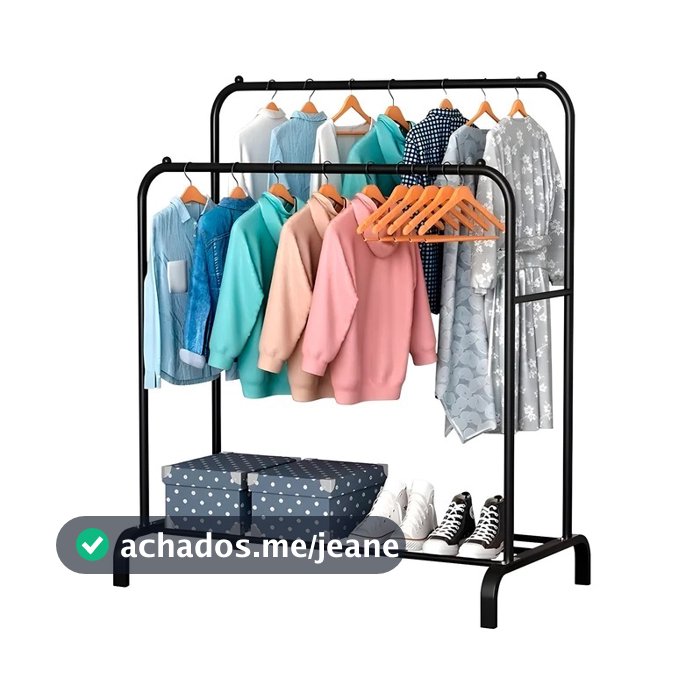 Cabideiro Duplo Decoteam DDR-012 com Sapateira em Metal