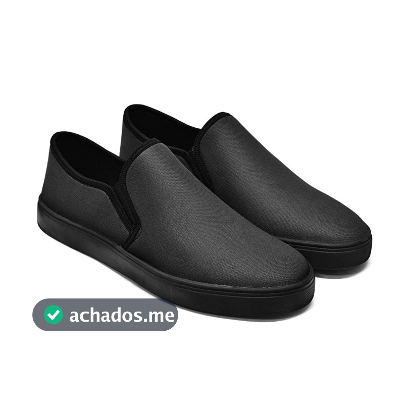 Tênis Iate Masculino Slip On Preto Estiloso Leve Macio Fácil de Usar Na Moda Conforto