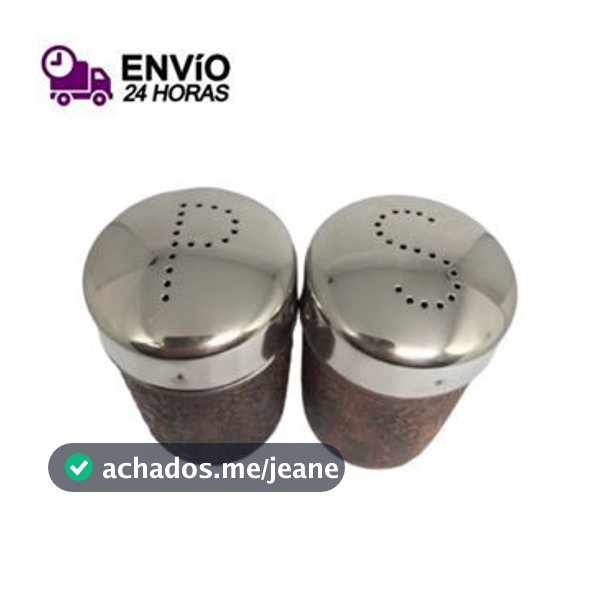 Conjunto 2 Potes Sal E Pimenta Inox Saleiro Pimenteiro - Cozinha Alimentos