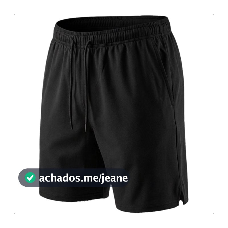 Bermuda Masculina Dry Fit Com Bolso Academia Praia Treino Corrida Esportiva Preto