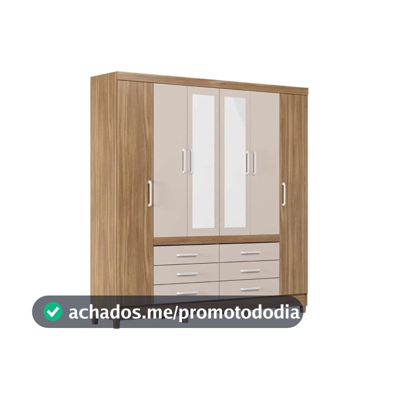 Guarda-roupa Casal com Espelho 6 Portas 6 Gavetas Demobile Paris II