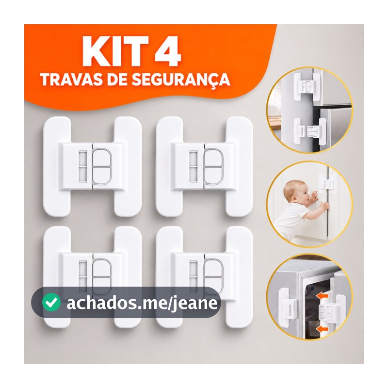 Trava de Segurança Infantil Para Geladeira Gaveta Armário Porta Adesiva Multiuso Kit 1/2/3/4 Unidades