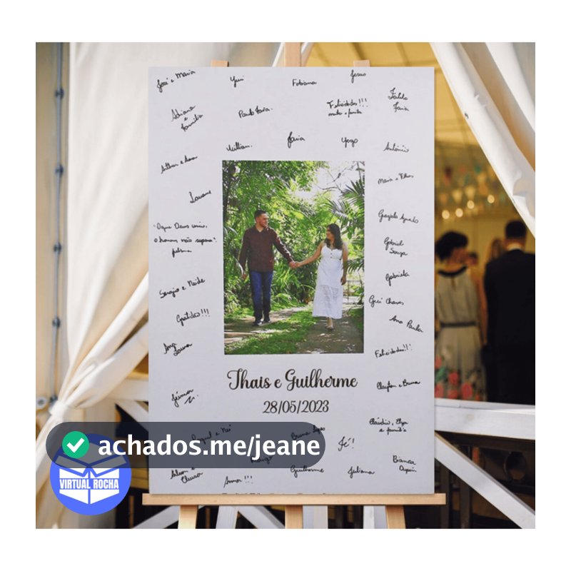 Quadro Placa Recepção De Casamento Assinaturas Foto do Casal