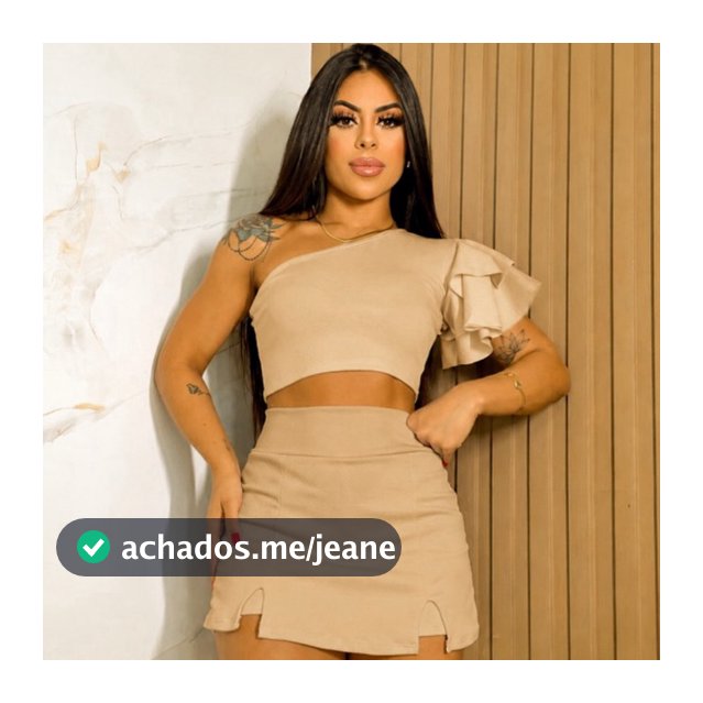 Conjunto Short Saia Feminino com Cropped Assimétrico em Scuba Elegante