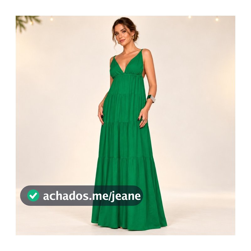 Vestido Longo Feminino Viscolinho Soltinho com Alças e Amarração nas Costas Elegante