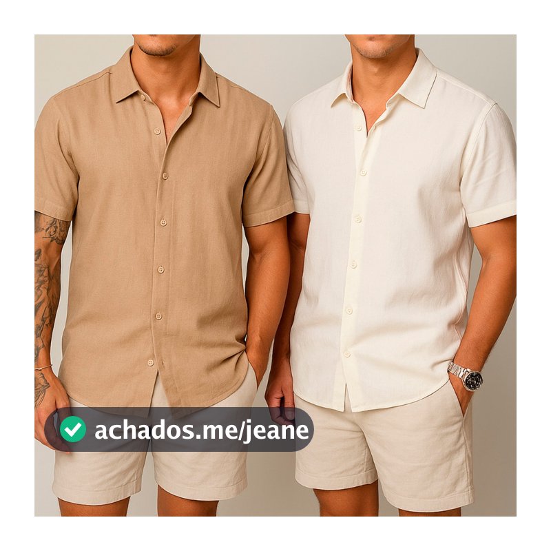 Kit 2 Camisas de linho Masculina para verão praia manga curta fresca moda