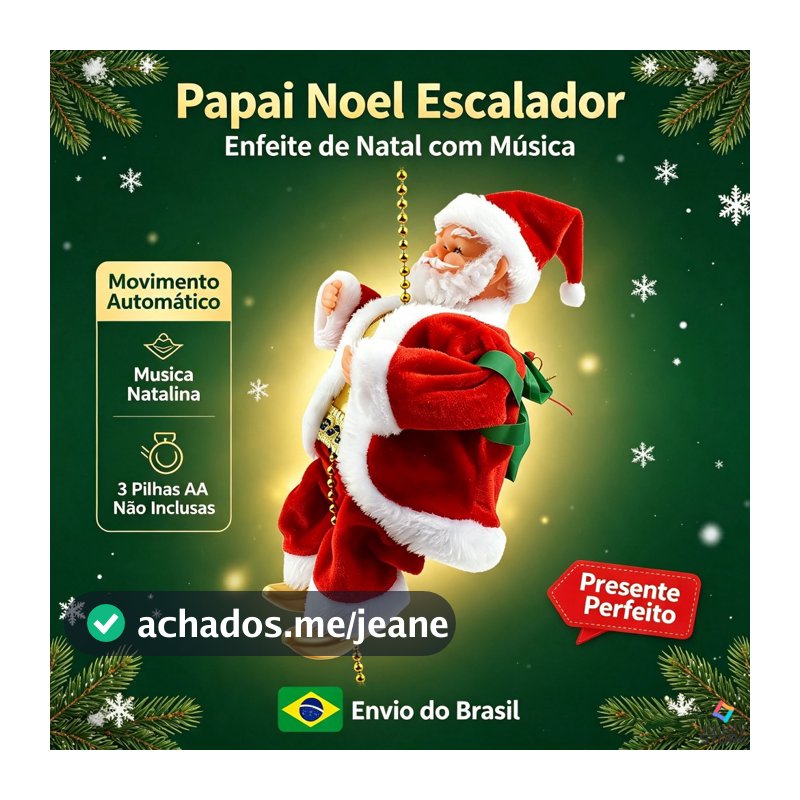 Papai Noel De Pelúcia Escalando Na Corda Musical Com Movimento Automático Decoração De Natal