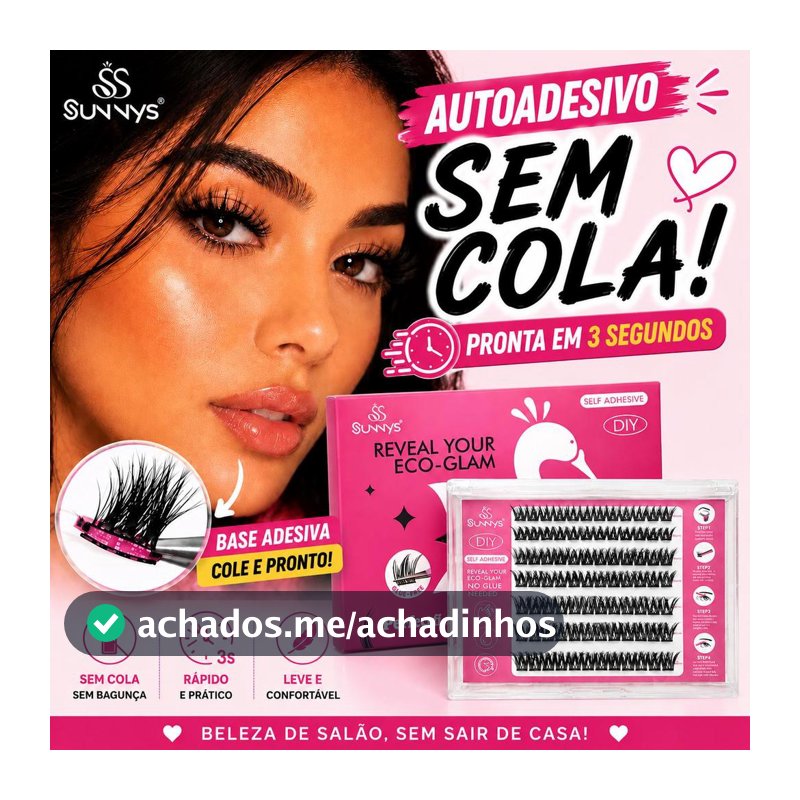 Pestanas Postiças Autocolantes SUNNYS 10-16 mm |Naturais | Fácil Aplicação em 30s | Kit Completo com Pinça | Sem Cola