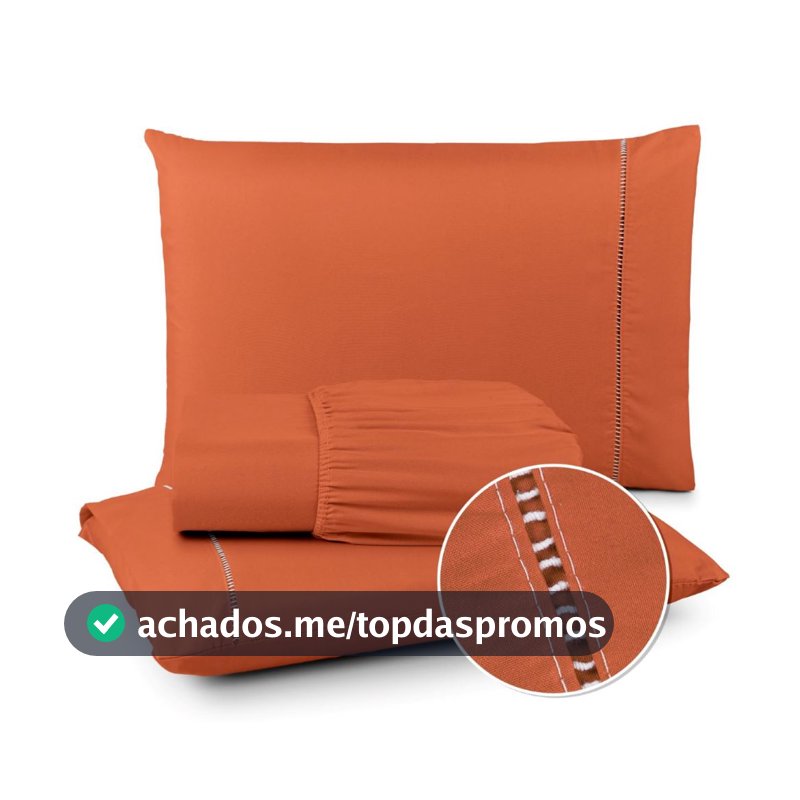 Jogo de Lençol Cama Box 400 Fios Micropercal Toque Macio e Suave com elástico e detalhe em Ponto Palito