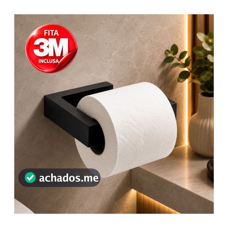 Suporte Porta Papel Higiênico Sem Furo | Adesivo Dupla Face 3M | Acessórios Banheiro Moderno