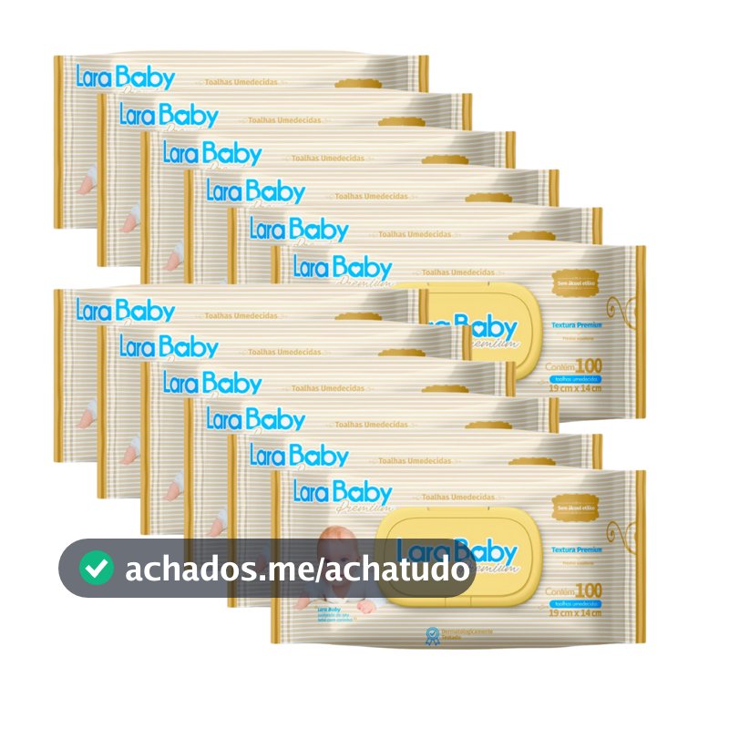 Kit C/12 Lenço Umedecido Lara Baby Premium 100 Unidades Total 1200