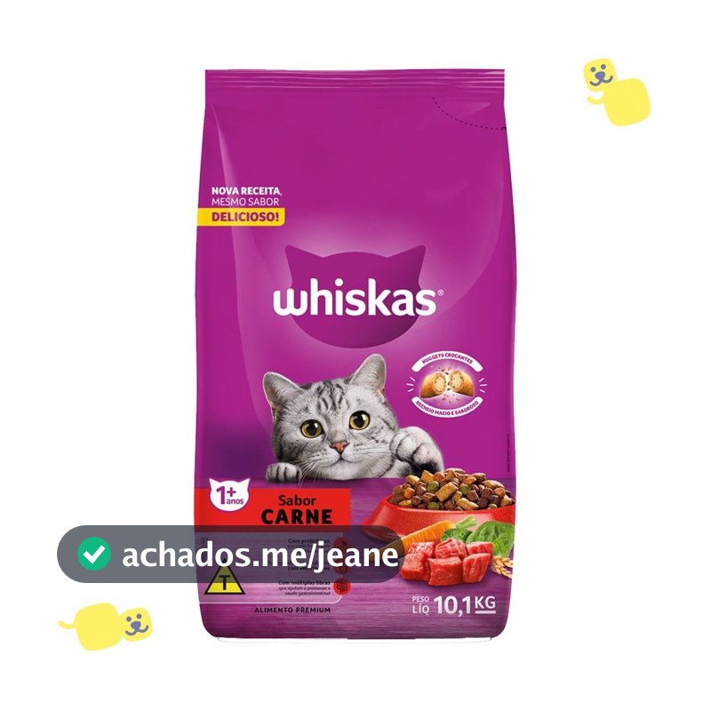 Ração Whiskas 10kg Ração para Gatos Adultos Ração Gato Whiskas Carne Saco de Ração para Gato