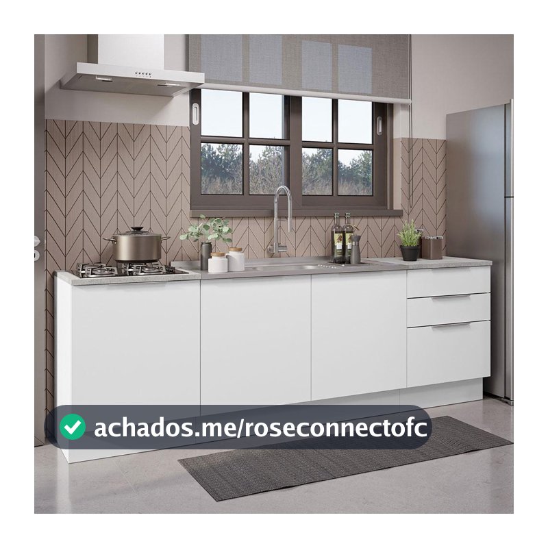 Armário de Cozinha Compacta 240cm Branco Stella Madesa 01