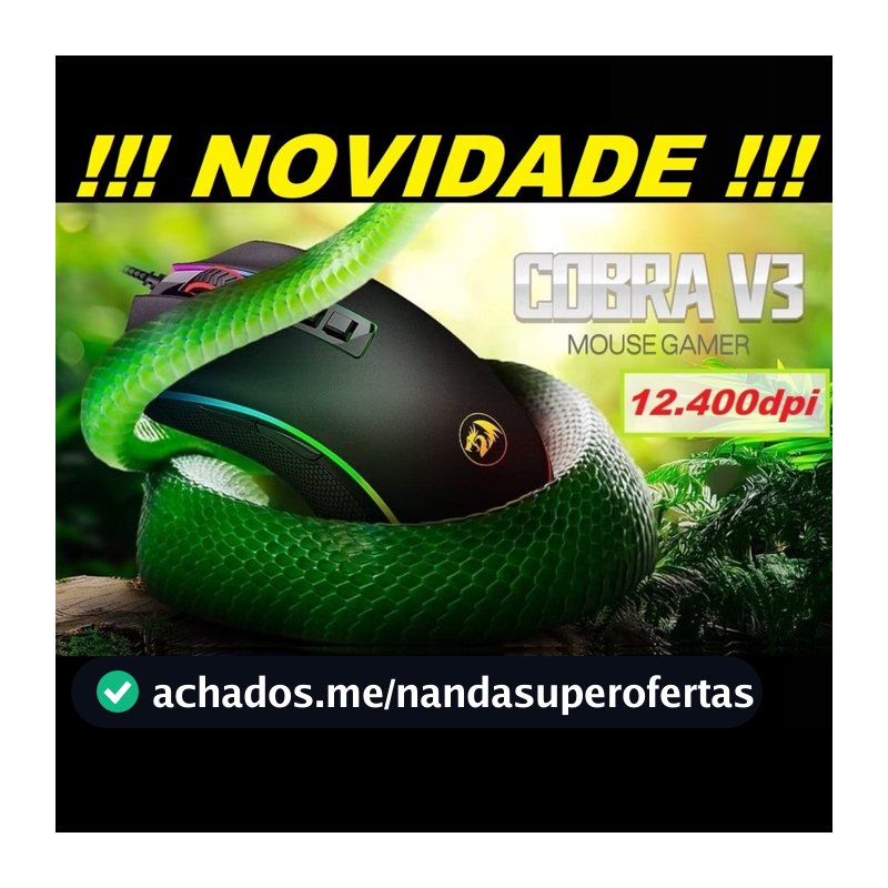 Mouse Gamer Redragon Cobra M711 V3 12400dpi 7 botões led RGB + cx plastica Com Fio Preto USB Origina