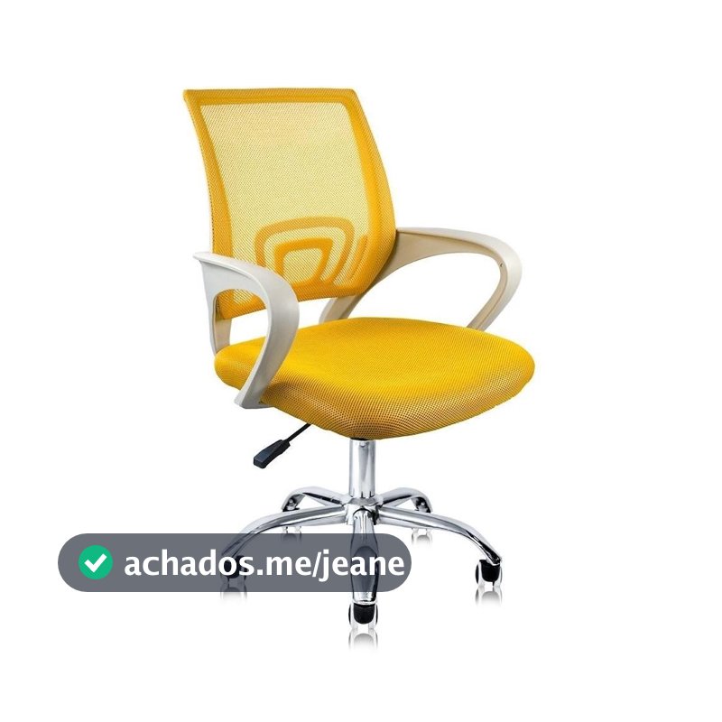 Cadeira de Escritório Secretária Base Cromada com Rodinha Fortt Lisboa Amarela - CSF02-AM