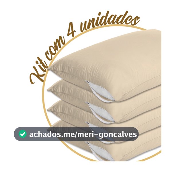 Kit 4 Capas Protetoras de Travesseiro Bege Com Zíper Proteção Total Antiácaro