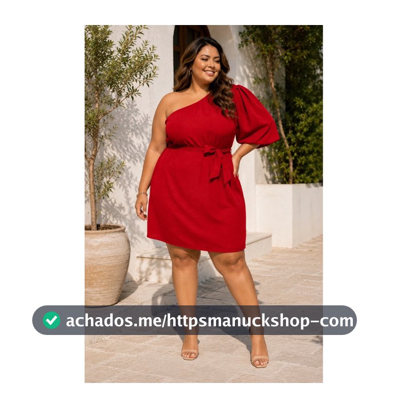 Vestido Feminino Luxo Plus Size Curto Mula Manca Com Faixa Duna Tamanho Grande Festa