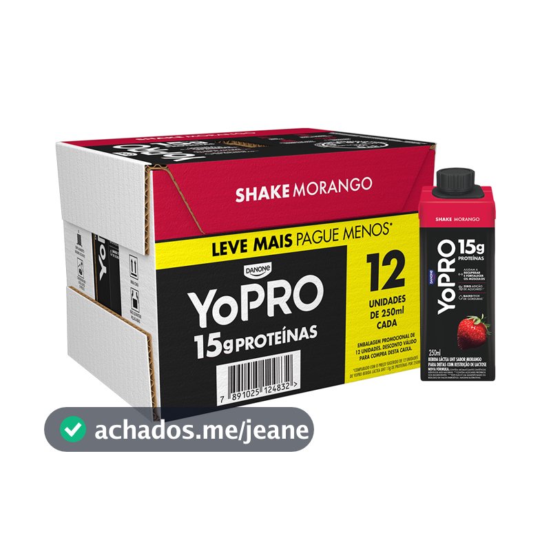 YoPRO Bebida Láctea UHT Morango 15g de proteínas 250ml12un