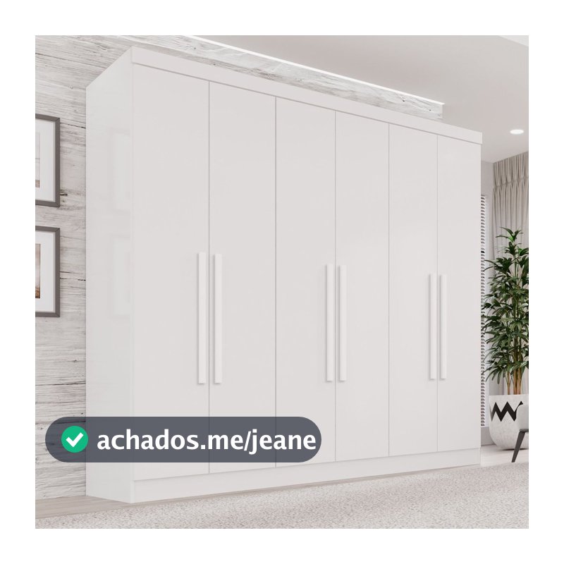 Guarda-Roupa Casal 6 Portas 2 Gavetas França Branco Branco