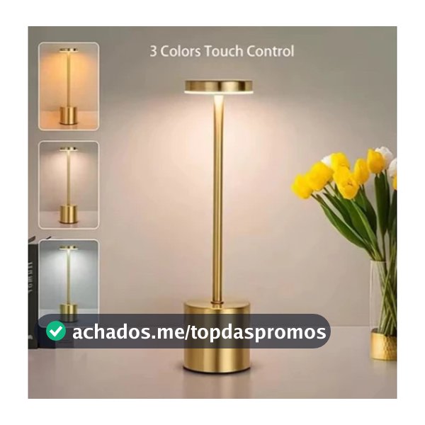 Luminária de Mesa Candeiro Dumbbell Touch de Quarto Luxuosa 3 Tons de Led
