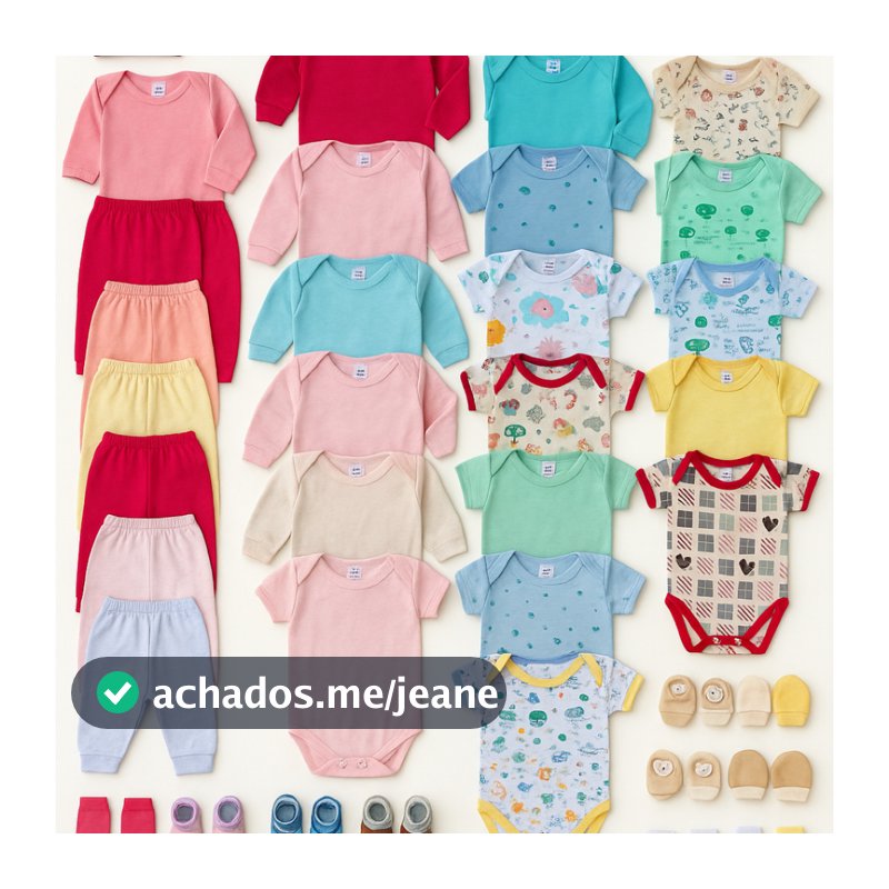Kit 32 peças enxoval bebê em algodão antialérgico