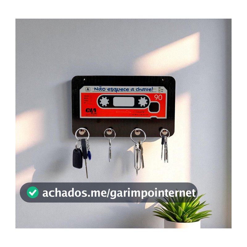 Porta Chaves Decorativo Fita K7 Retrô