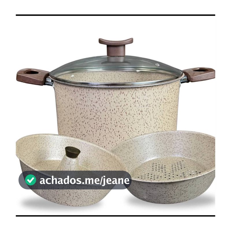 Panela Caldeirão Multiuso 3 em 1 Pudim Banho Maria e Cozimento Legumes Antiaderente Teflon Vanilla