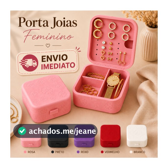 Porta Joias Feminino Organizador Bijuterias Anéis Brincos Colares Compacto Viagem com Divisórias