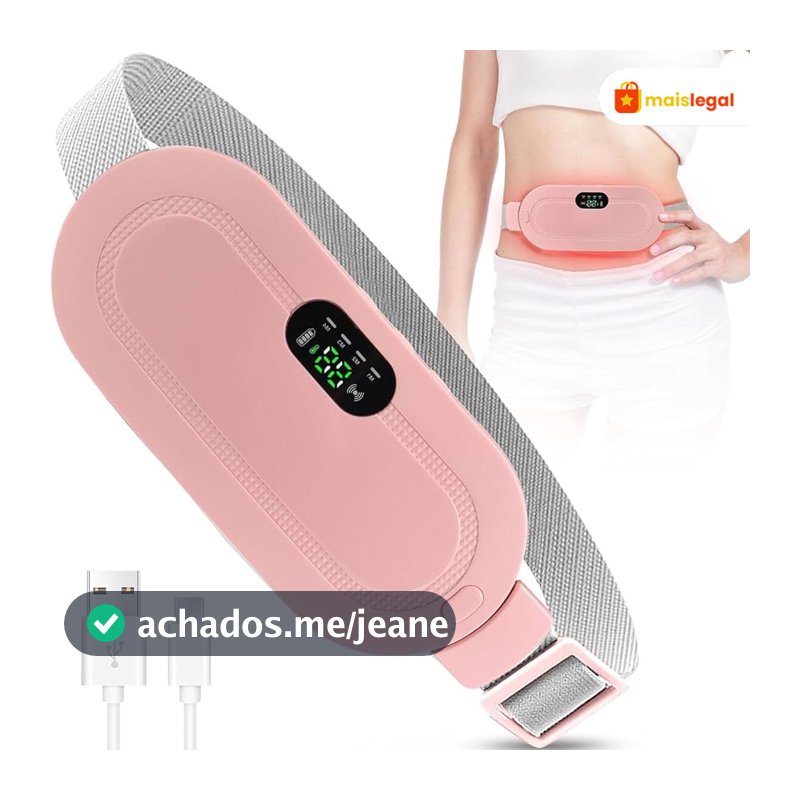 Cinta de Aquecimento com Massagem para Cólicas – 3 Níveis de Temperatura e 4 Modos de Vibração