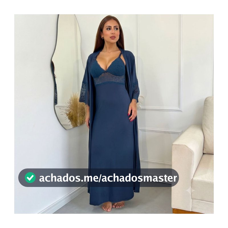 Kit de Robe e Camisola LONGOS sem Bojo de Microfibra Light de Amamentação Feminina