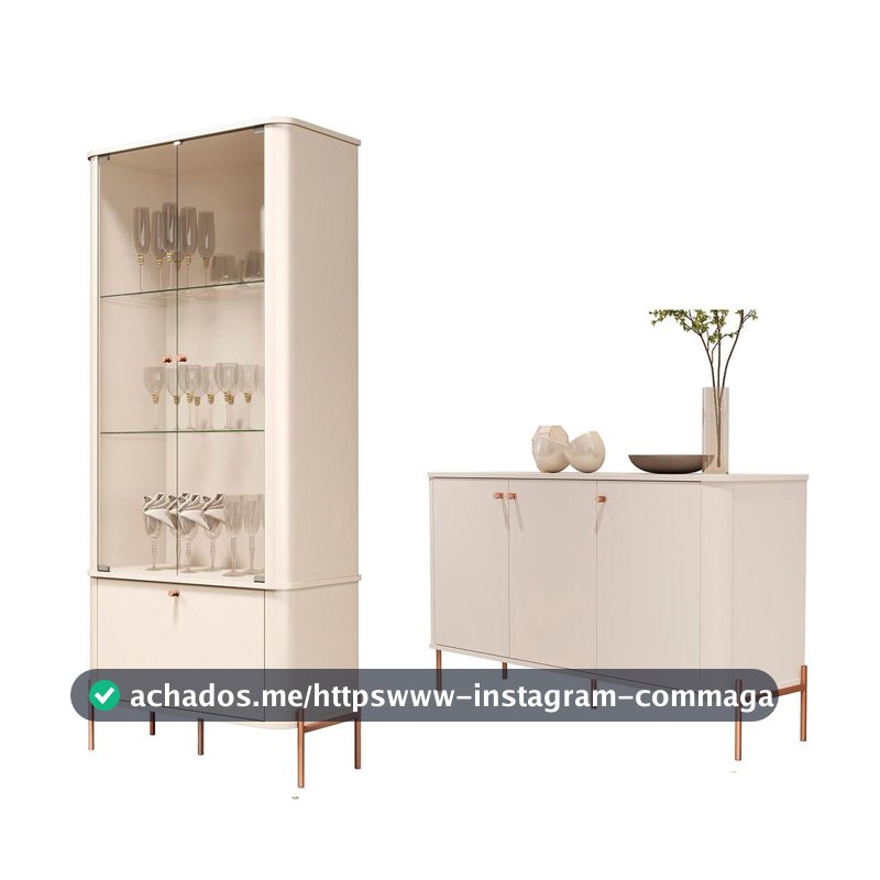 Conjunto Cristaleira e Aparador Buffet Tucupí com 3 Portas