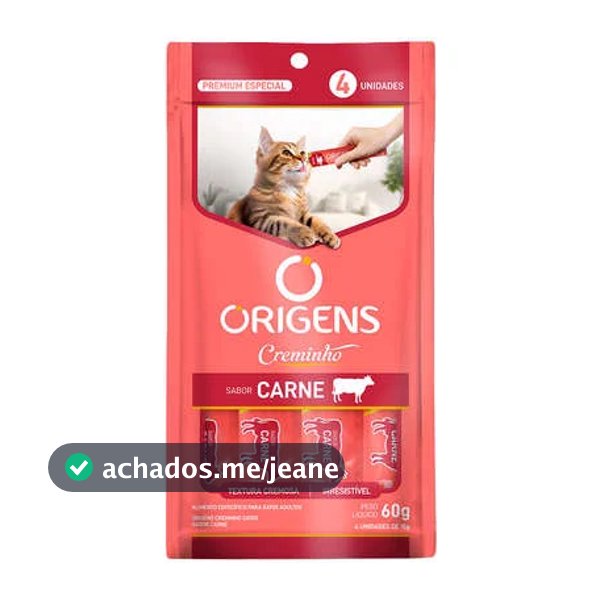 Petisco Origens Creminho Gato Carne 60 gr