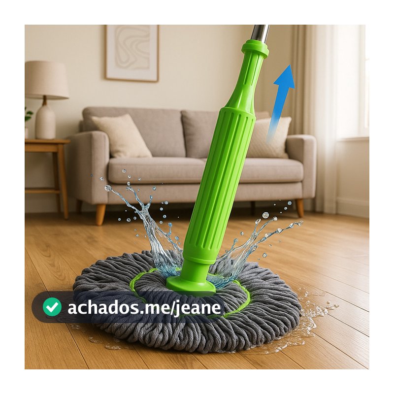 Mop Esfregão 2 em 1 giratório automático com desidratação prática para limpeza completa de piso